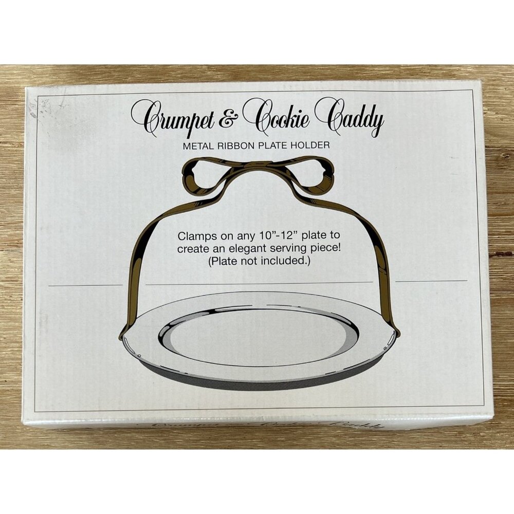 Department 56 Crumpet & Cookie Caddy Metal Ribbon Plate Holder Gold Bow